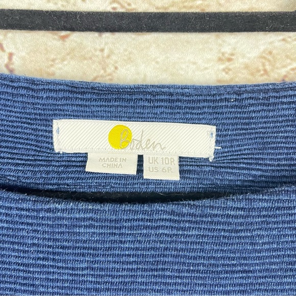 boden trinity jersey dress 3/4 sleeves pockets boat neck US 6 UK 10 Blue Ribbed - Picture 3 of 7